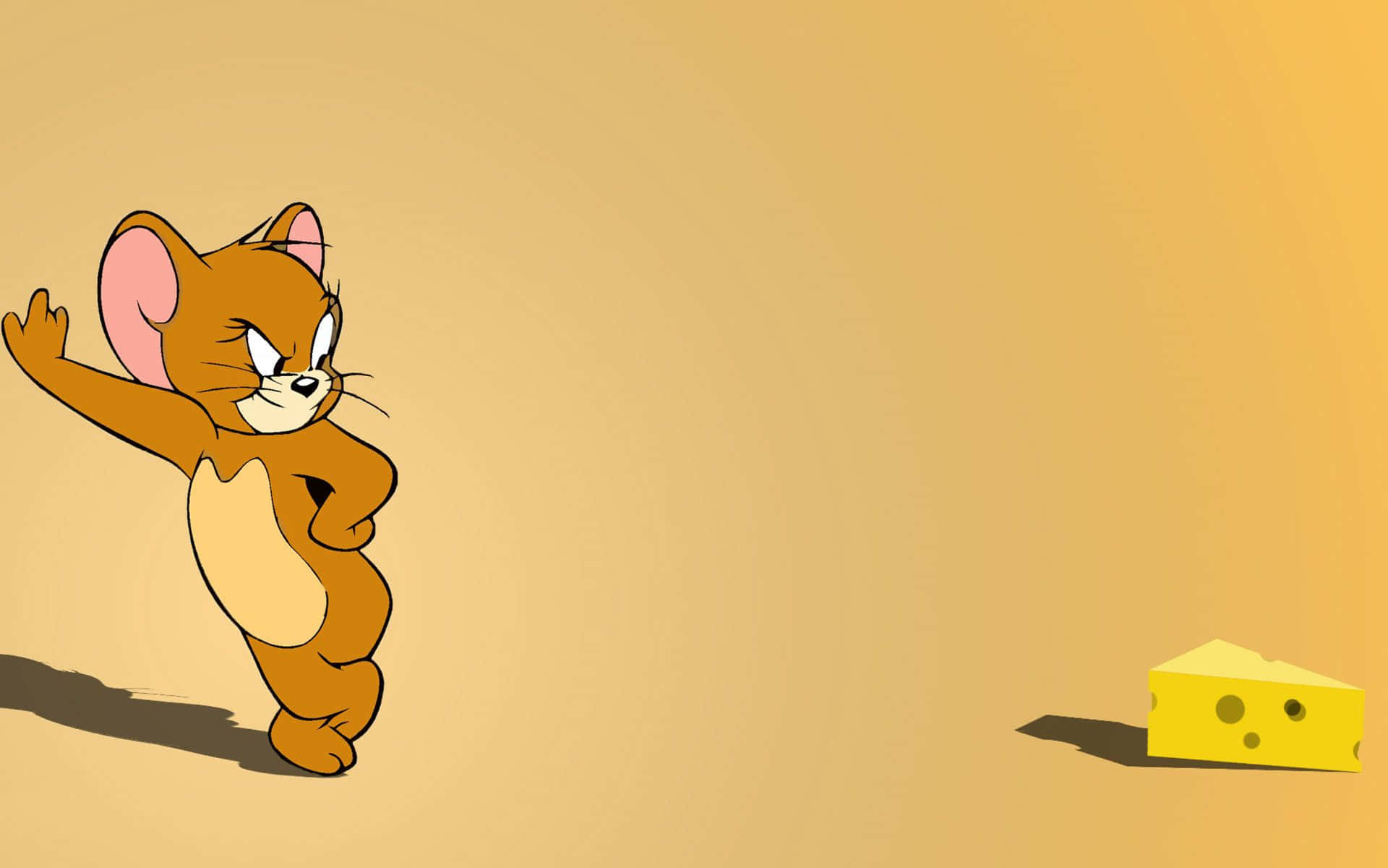 cartoon mouse, wedge of cheese, warm gradient background, Full HD Desktop Wallpaper