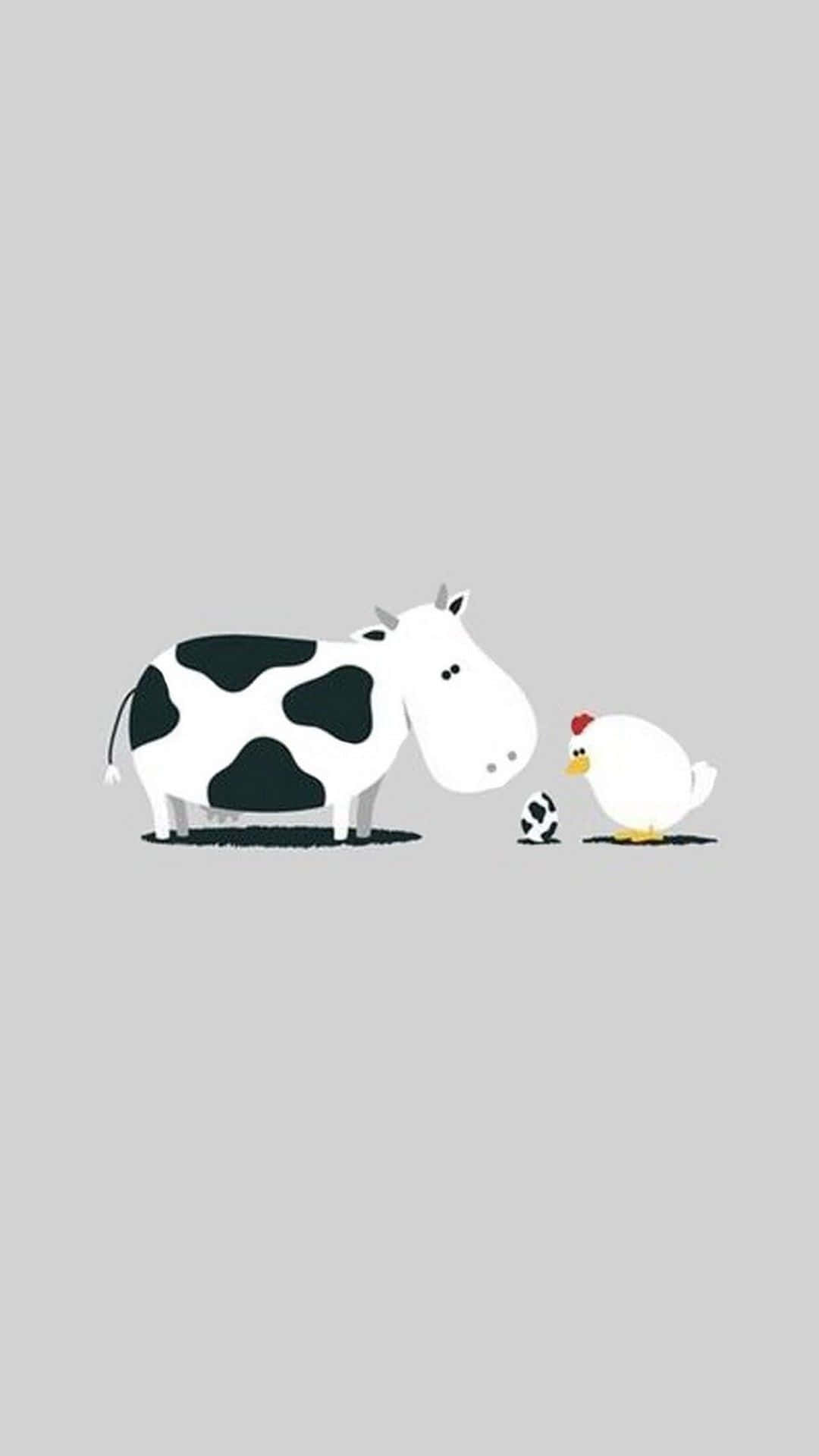 Cute Cartoon Animal, cow, chicken, Full HD Phone Wallpaper