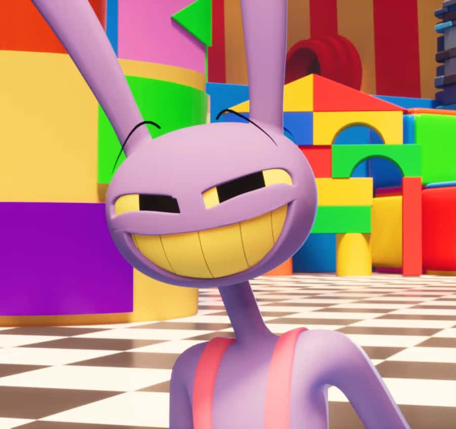 purple cartoon rabbit, wide grin, narrowed eyes, SD Desktop Wallpaper