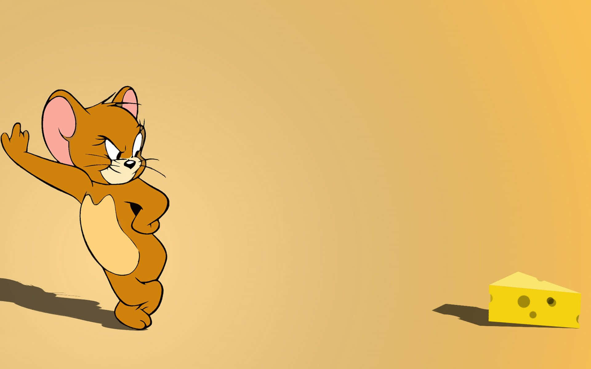 cartoon mouse, wedge of cheese, warm gradient background, Full HD Desktop Wallpaper