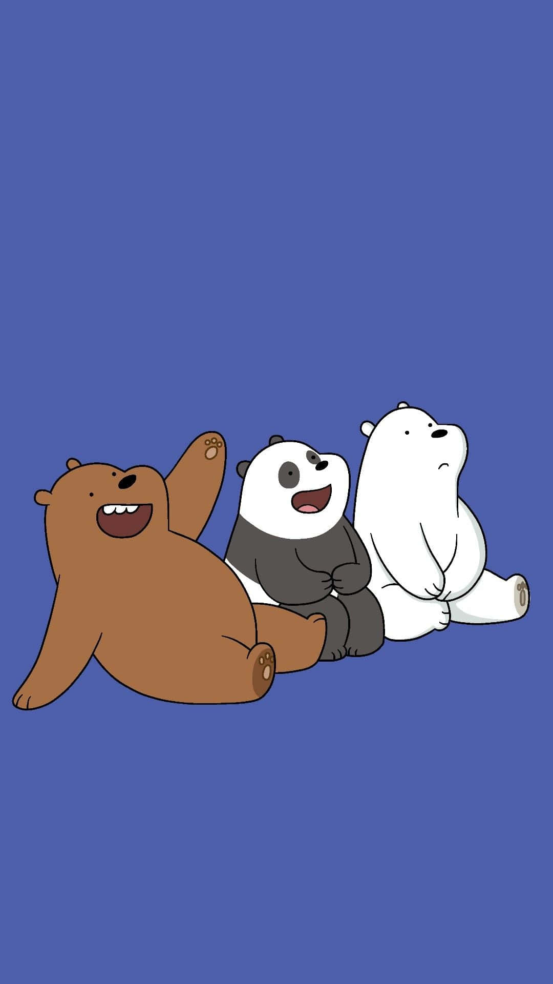 cartoon bears, solid blue background, cheerful expressions, Full HD Phone Wallpaper