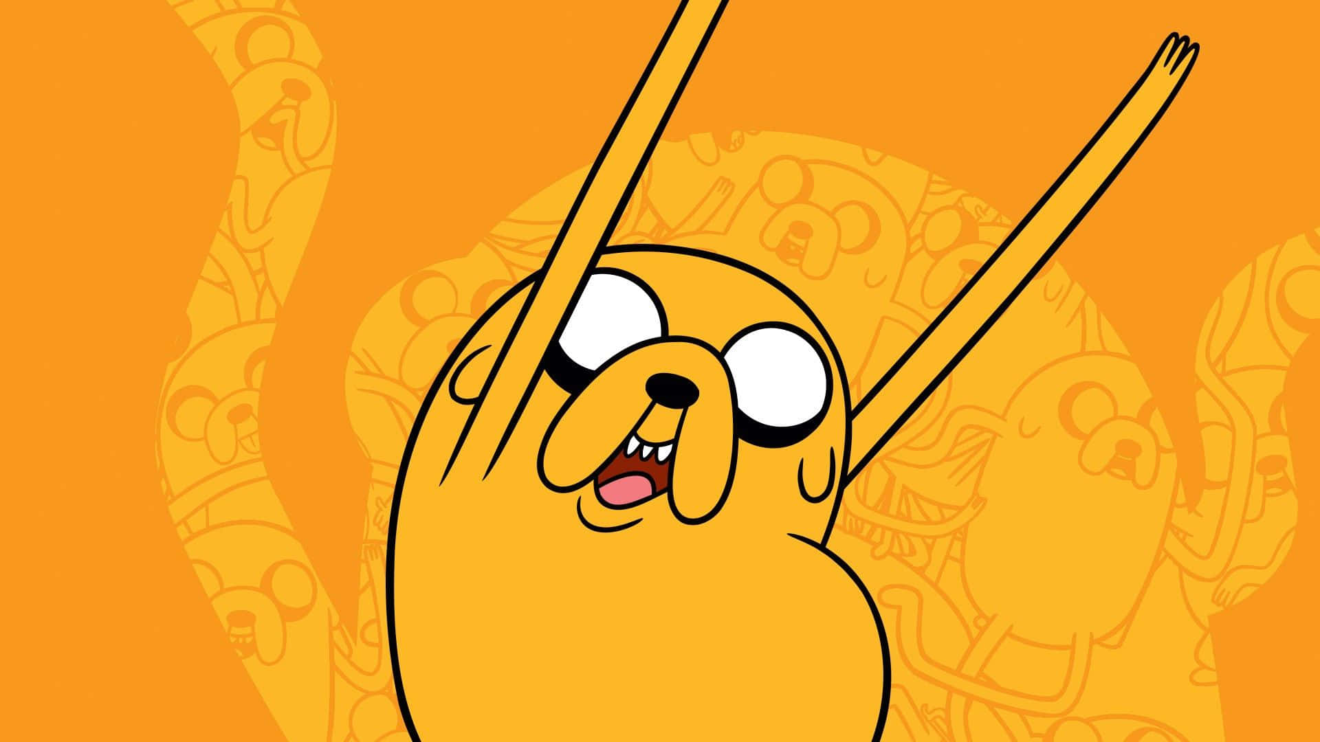 cartoon dog, wide eyes, raised arms, Full HD Desktop Wallpaper