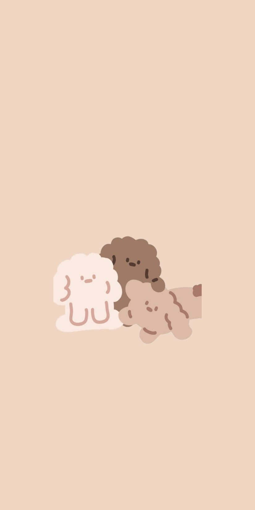 cute brown cartoon characters, minimalist cartoon dogs, cream brown, HD Phone Wallpaper