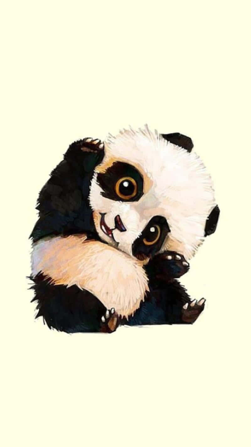 girly cute panda painting leinwand, cute cartoon panda cub, big eyes, HD Phone Wallpaper