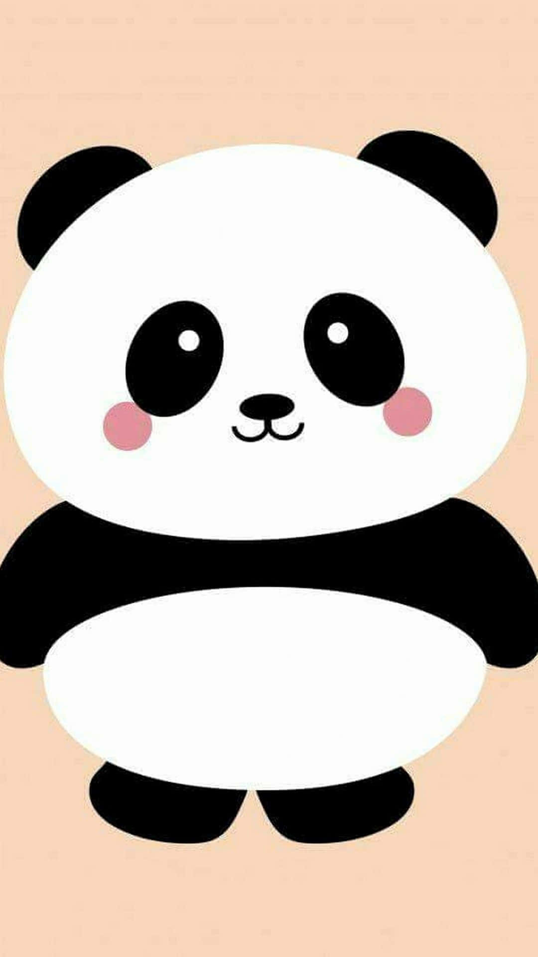 Fat Cute Cartoon Panda, rosy cheeks, simple black outlines, Full HD Phone Wallpaper