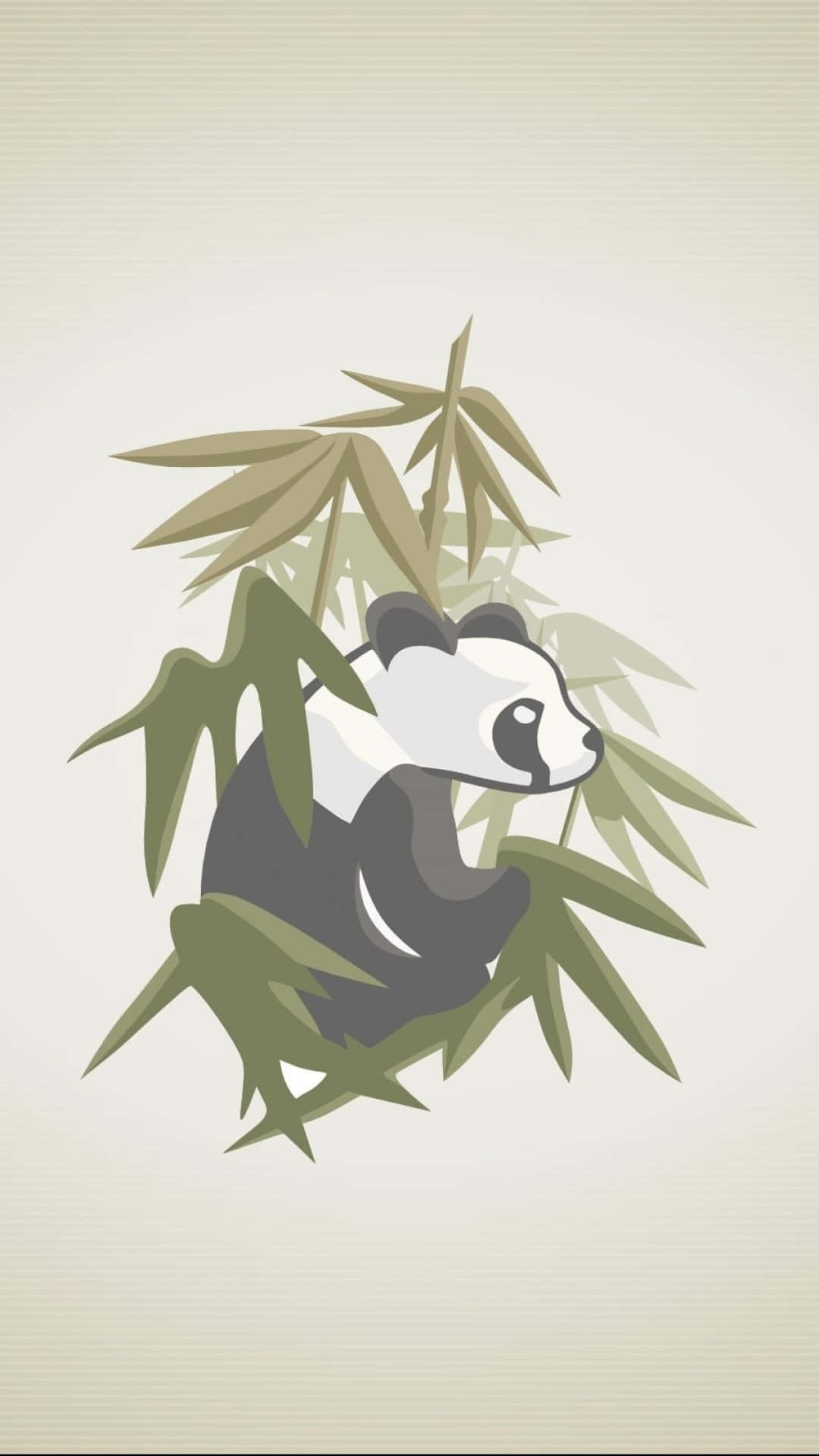 cute cartoon panda, green bamboo leaves, soft beige background, Full HD Phone Wallpaper