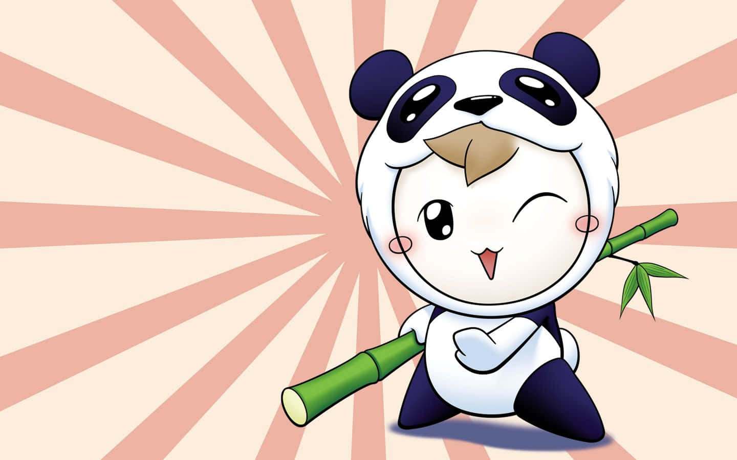 Cute Cartoon Panda Boy, panda costume, bamboo, HD Desktop Wallpaper