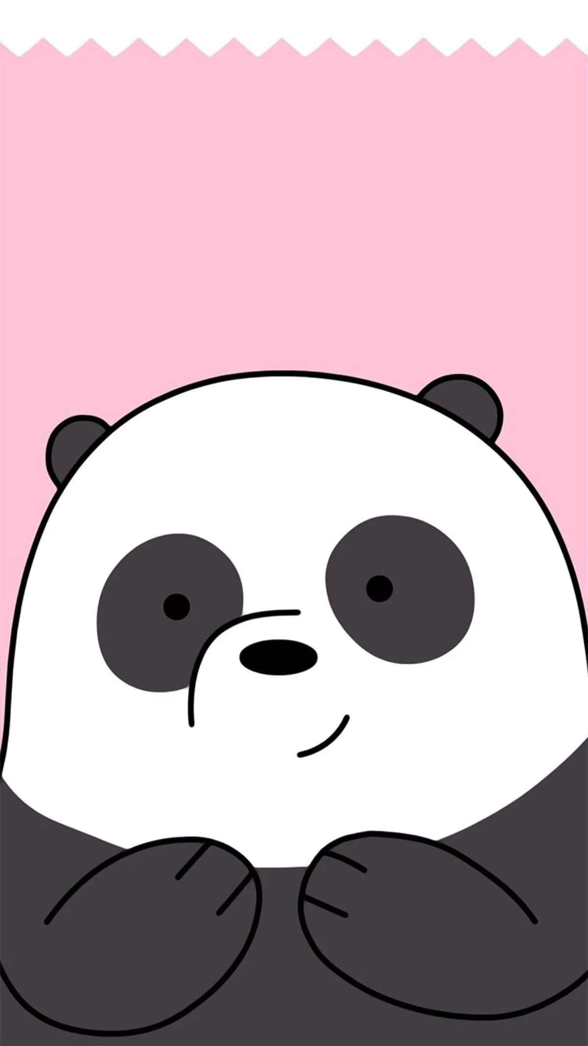 pink cute cartoon panda, big eyes, smile, Full HD Phone Wallpaper