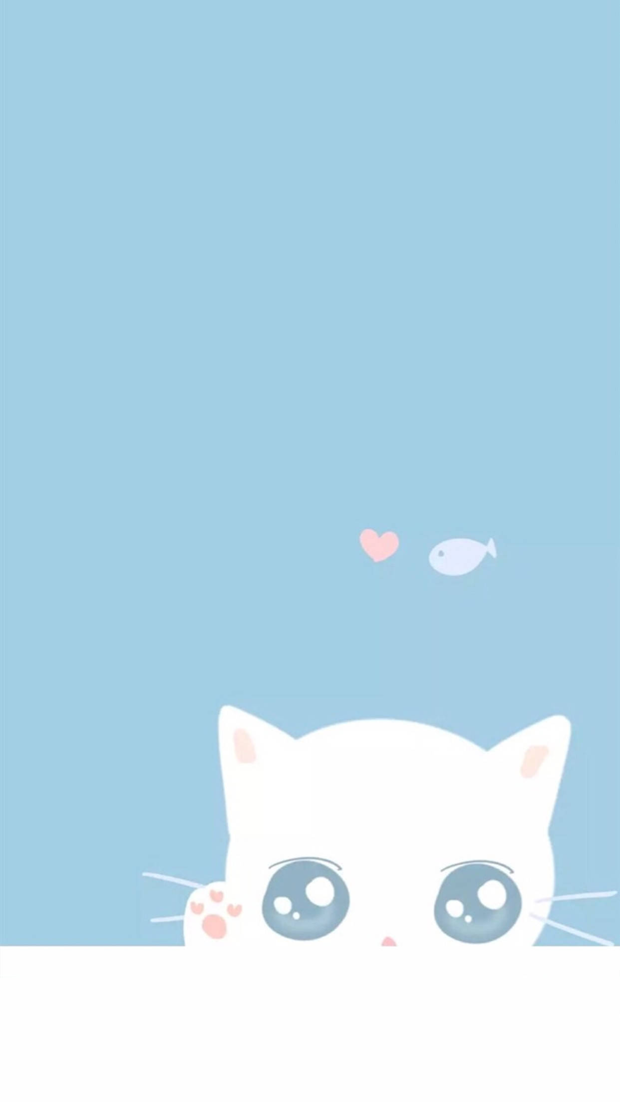 pastel blue aesthetic, white kitten, big blue eyes, Full HD Phone Wallpaper