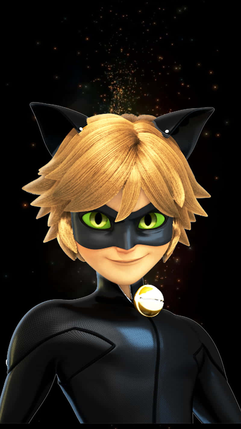 Cute Cat Noir, blonde hair, green eyes, HD Phone Wallpaper
