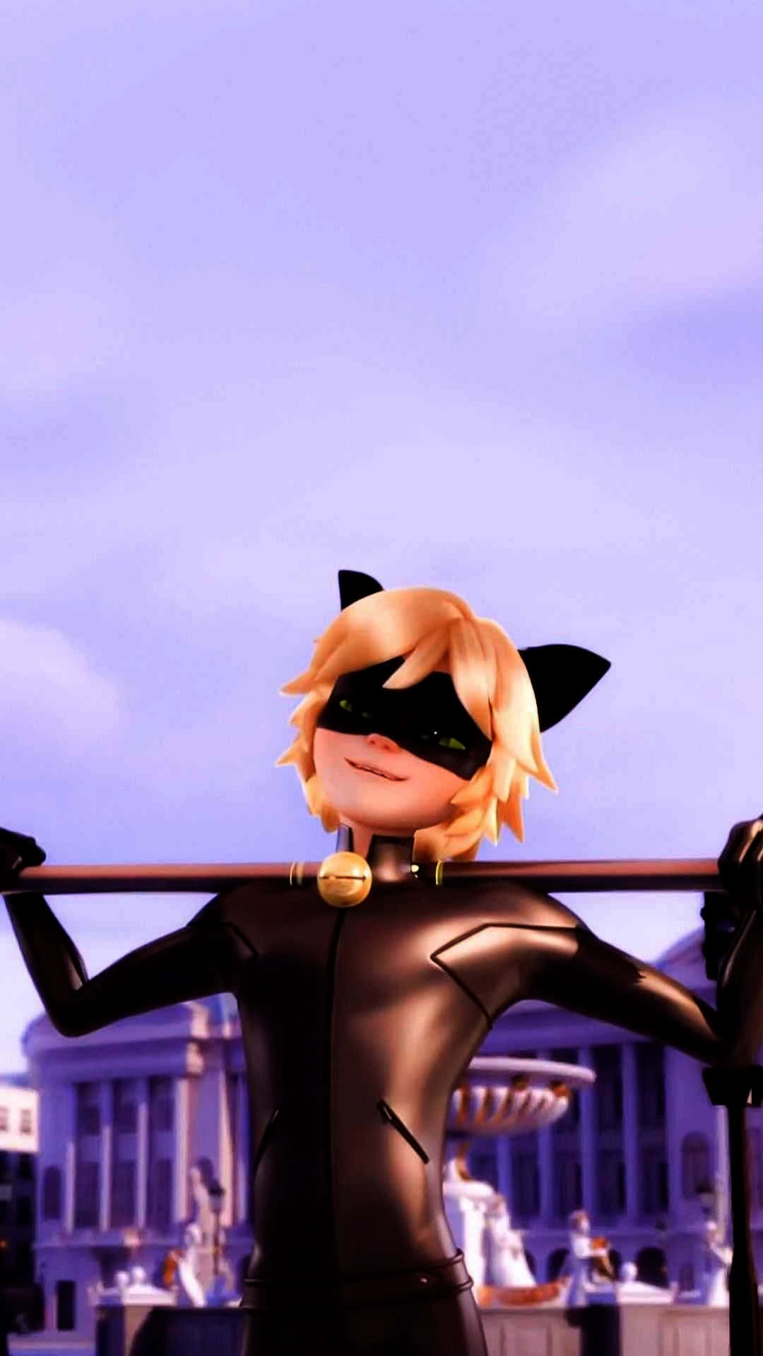 Cute Cat Noir, blonde hair, black mask, Full HD Phone Wallpaper