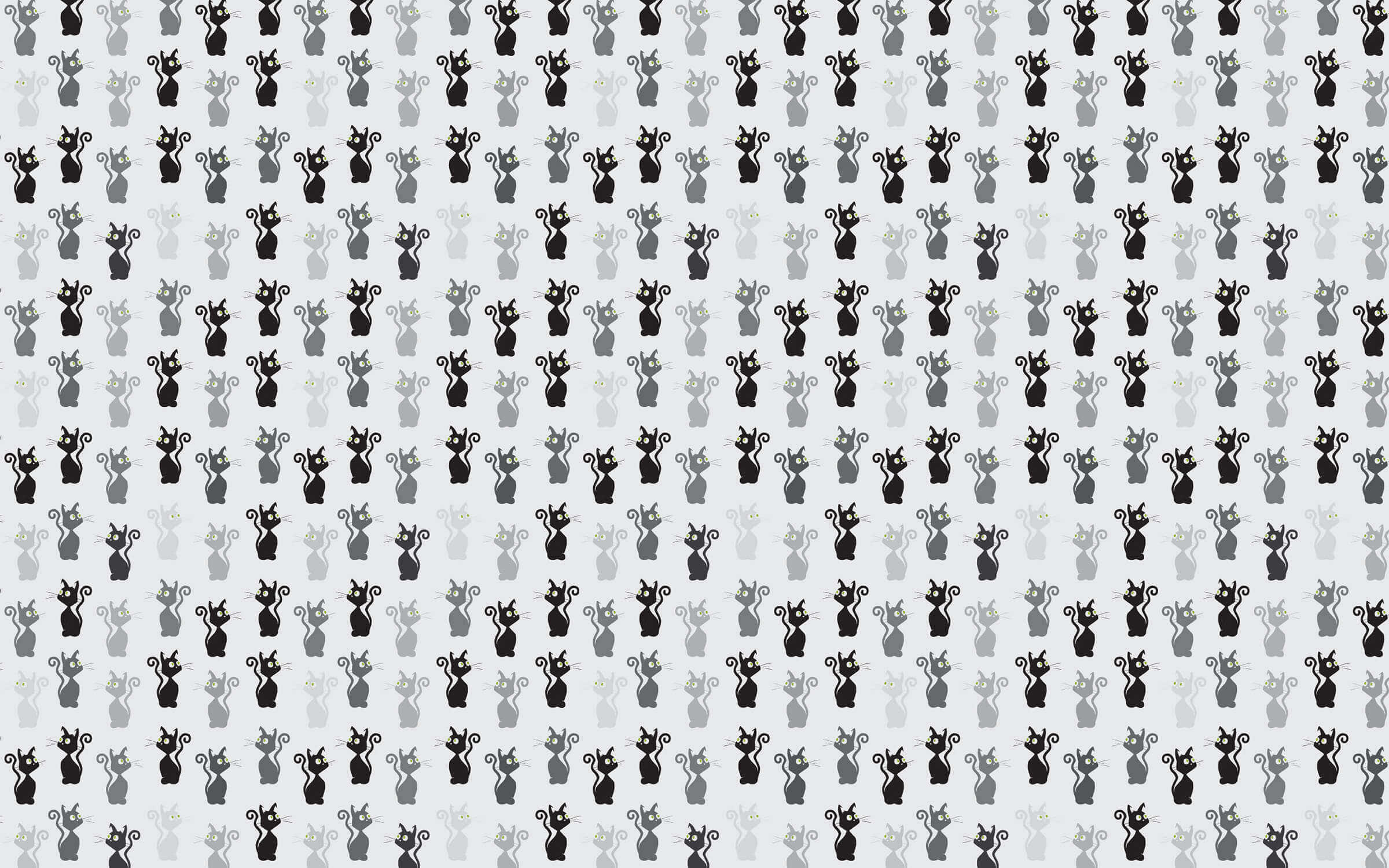 cute cat pattern, stylized black and gray cats, glowing eyes, Full HD Desktop Wallpaper