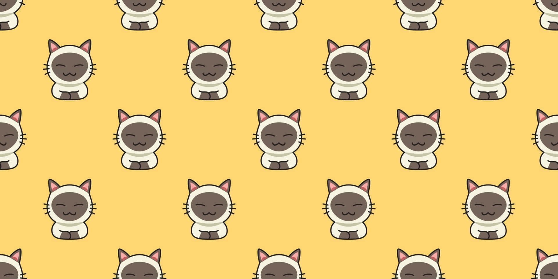 cute cat pattern, cartoon cats, pink ears, Full HD Desktop Wallpaper
