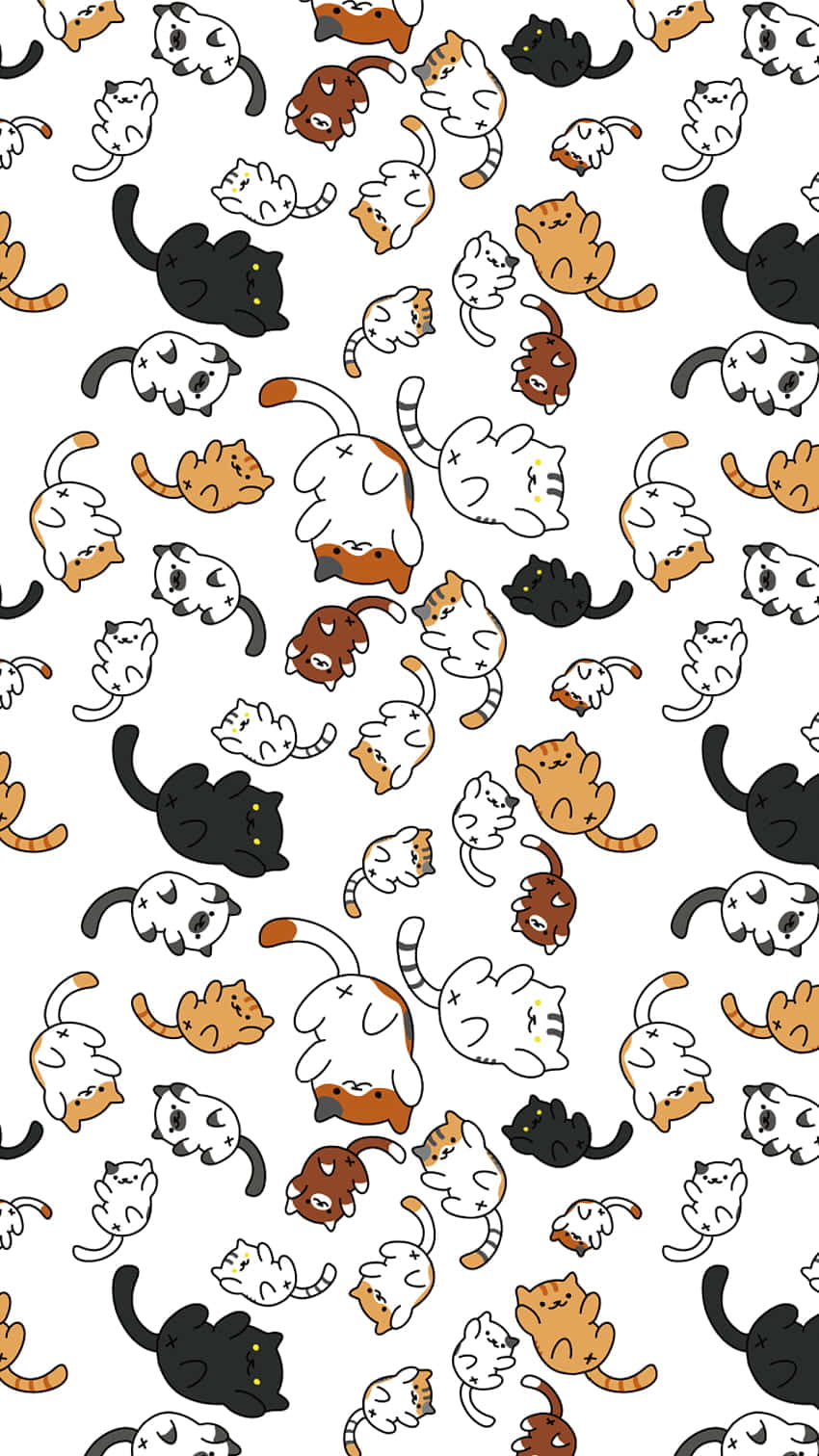 cute cat pattern, cartoon cats, various poses, HD Phone Wallpaper
