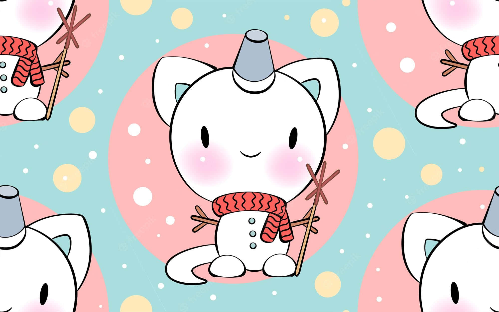 cute cat pattern, white cat-like creature, gray cone horn, Full HD Desktop Wallpaper