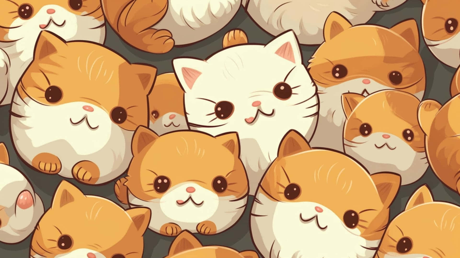 adorable cartoon cat pattern, cute cartoon cats, orange and white fur, Full HD Desktop Wallpaper