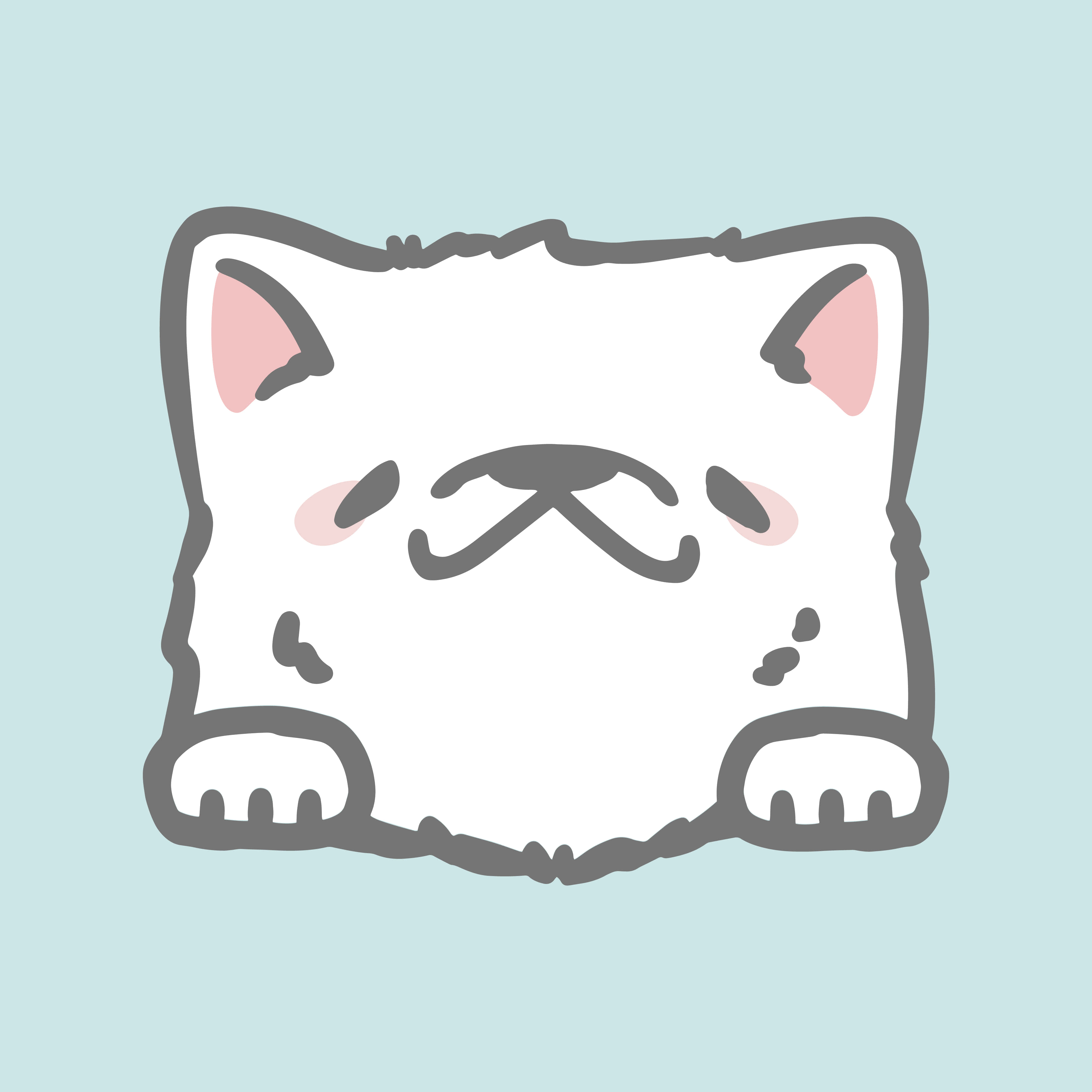 cartoon cat, pink inner ears, pink paws, 4K Desktop Wallpaper