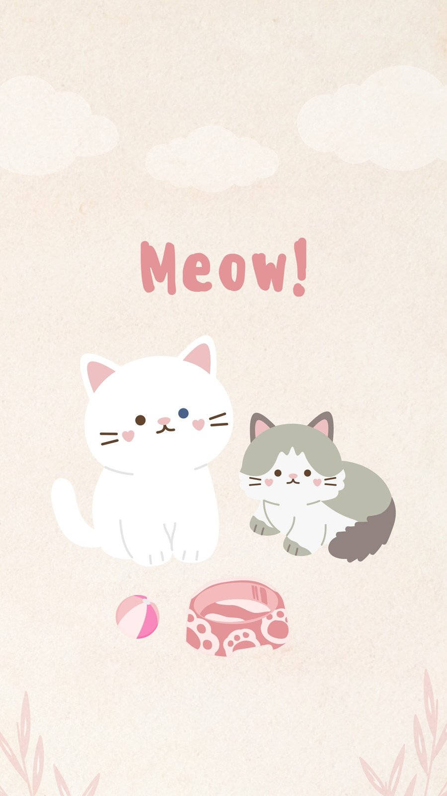 pink cat 900 x 1600, Pink Cat Meow, pink food bowl, HD Phone Wallpaper