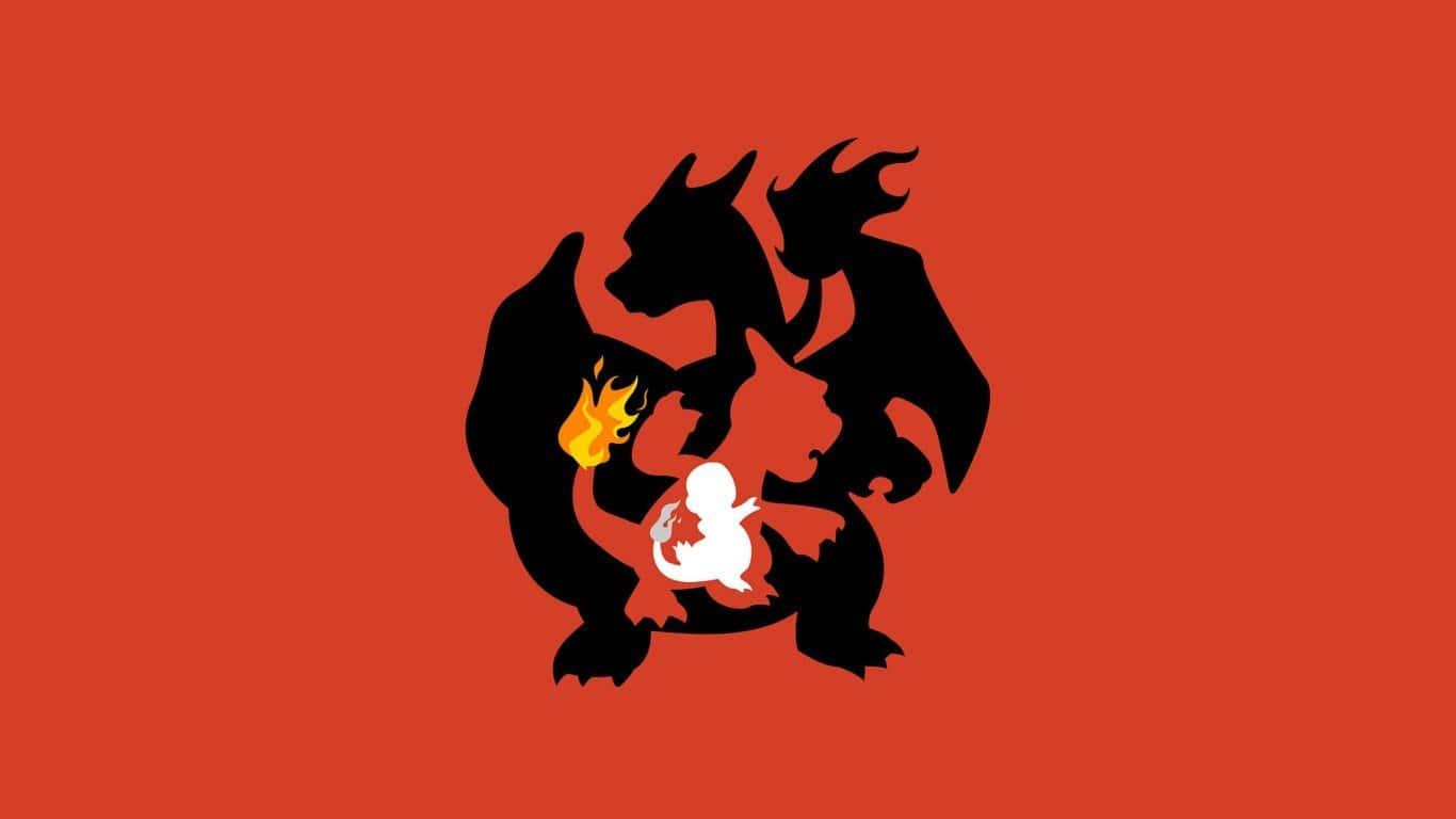 Cute Charmander, black dragon silhouettes, white baby dragon, HD Desktop Wallpaper