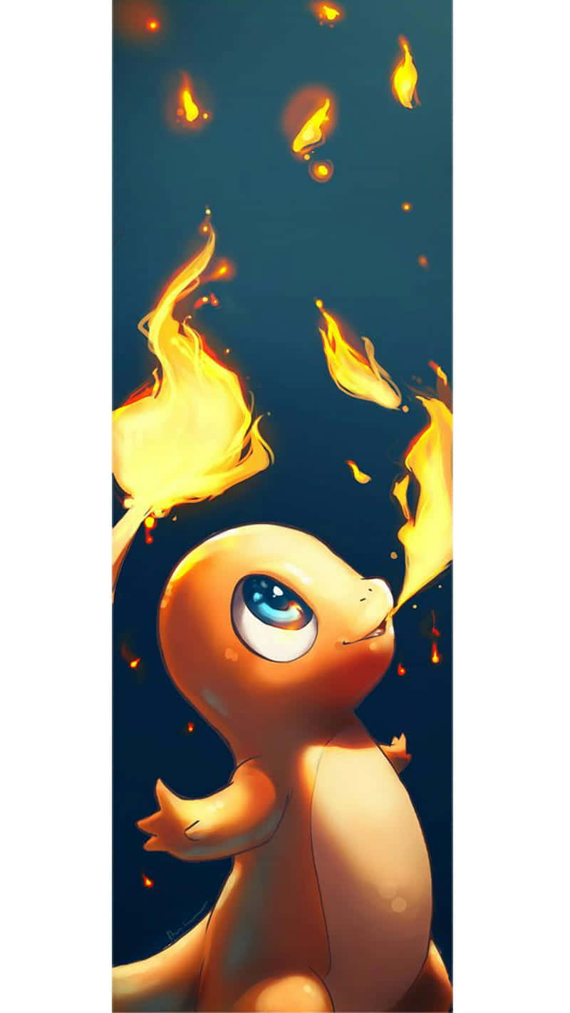 Cute Charmander, orange Pokémon, blue eyes, HD Phone Wallpaper