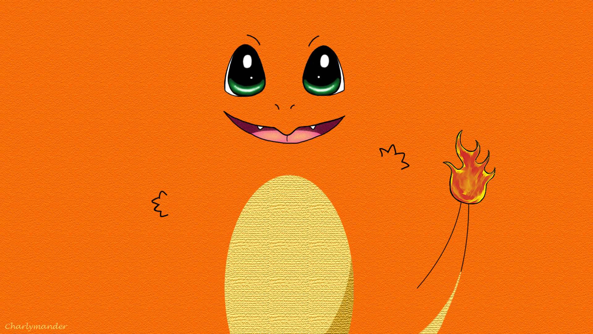 Charmander, green eyes, flame tail, Full HD Desktop Wallpaper