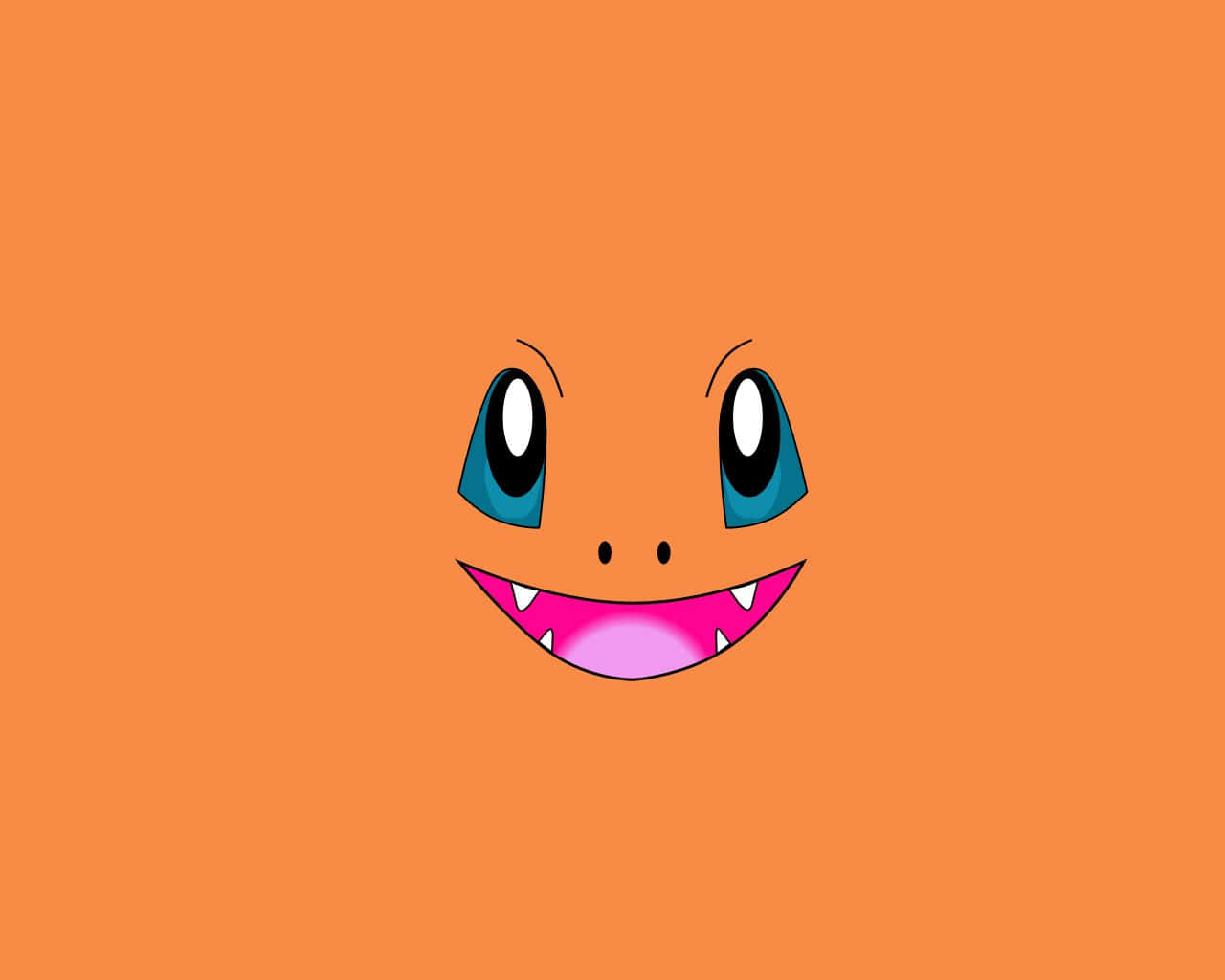 Charmander, blue eyes, wide pink toothy grin, HD Desktop Wallpaper