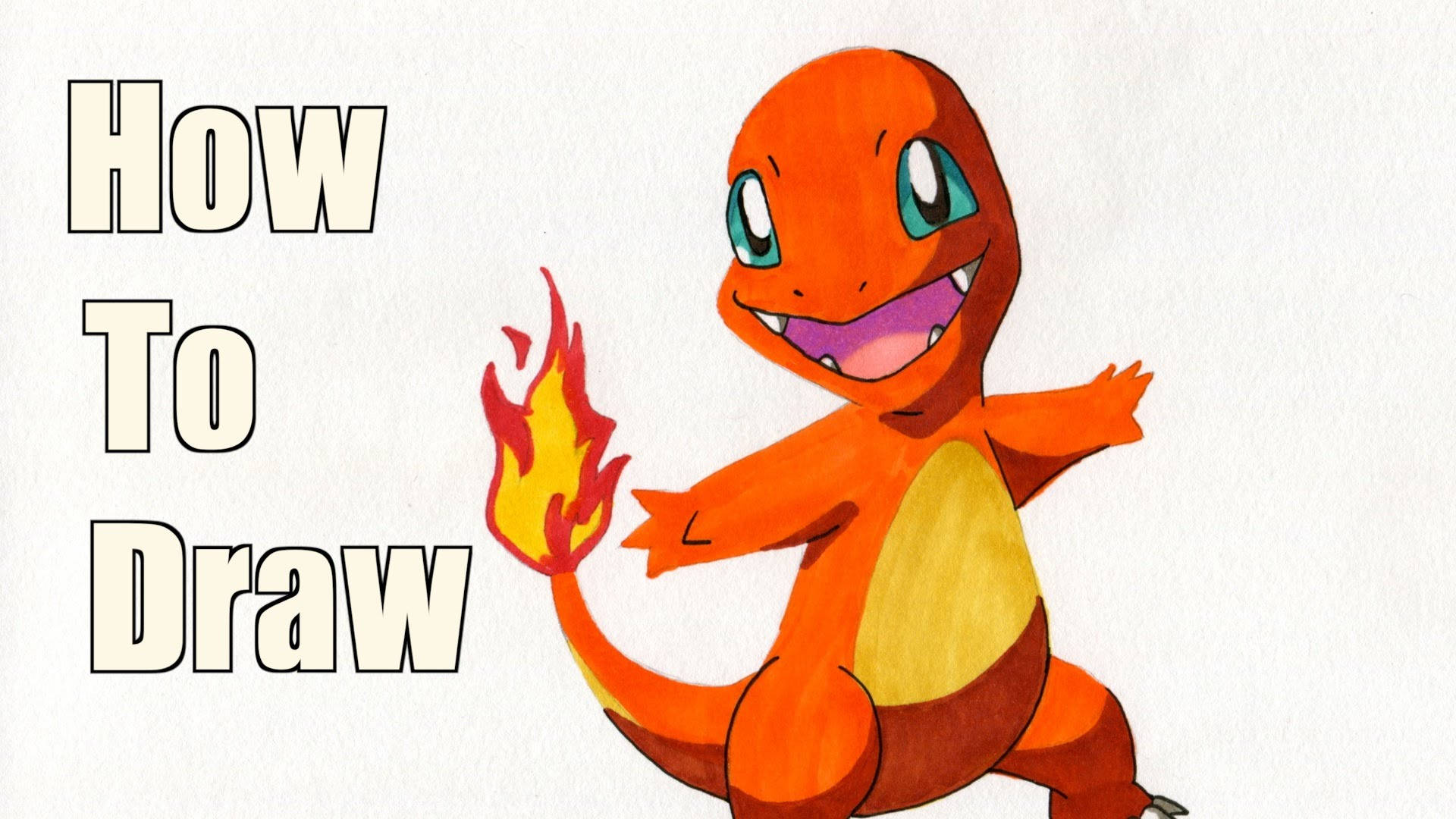 Charmander, orange, flame tail, Full HD Desktop Wallpaper