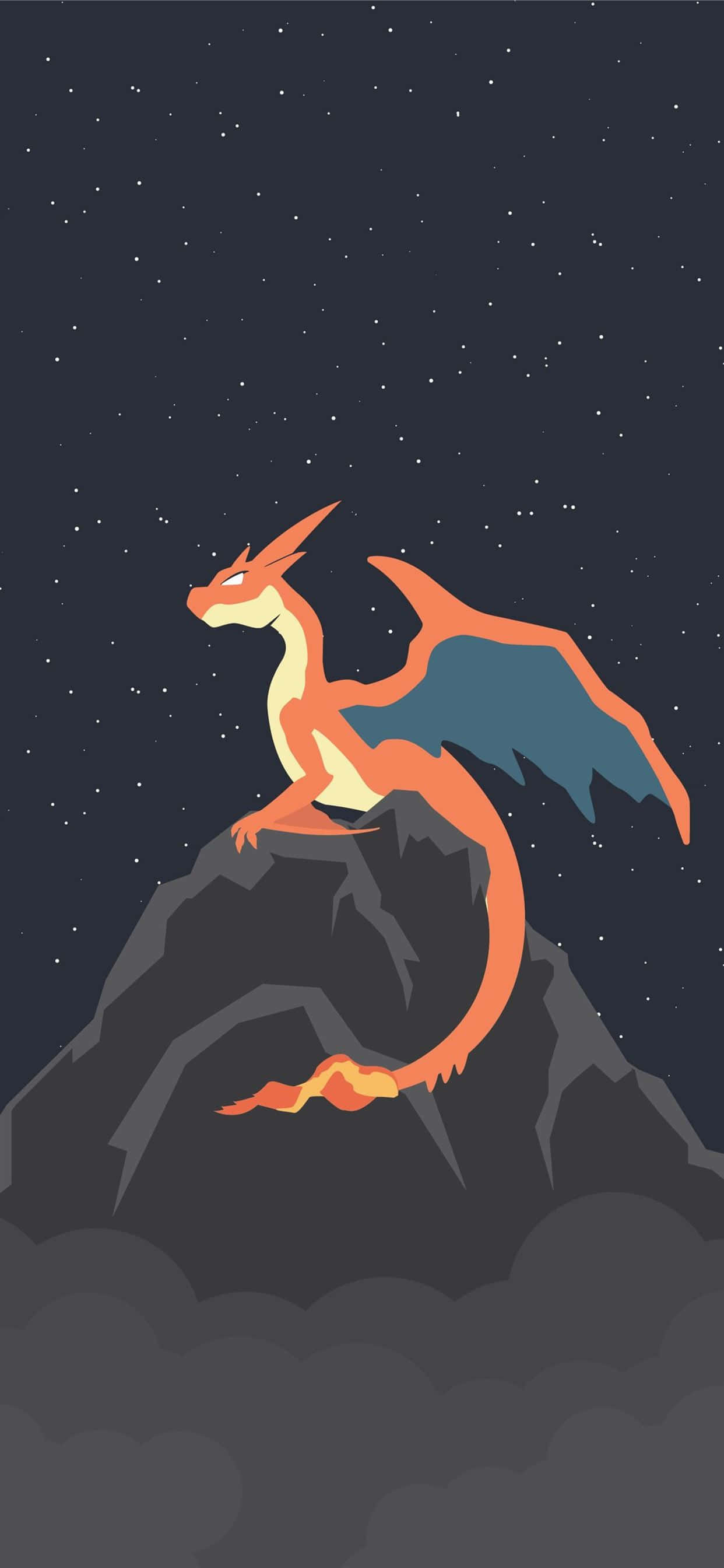 Cute Charmander, orange, blue wings, 2K Phone Wallpaper