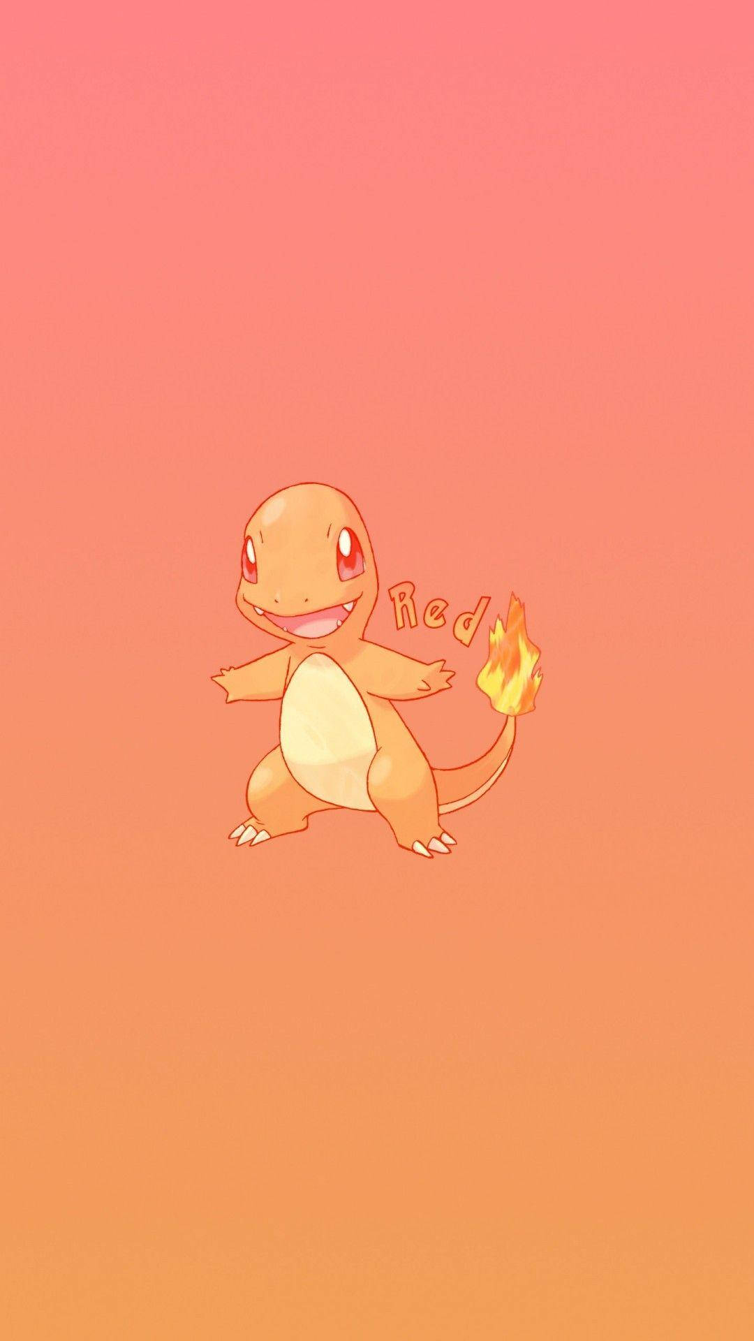 Charmander, fire-type Pokémon, red orange gradient, Full HD Phone Wallpaper