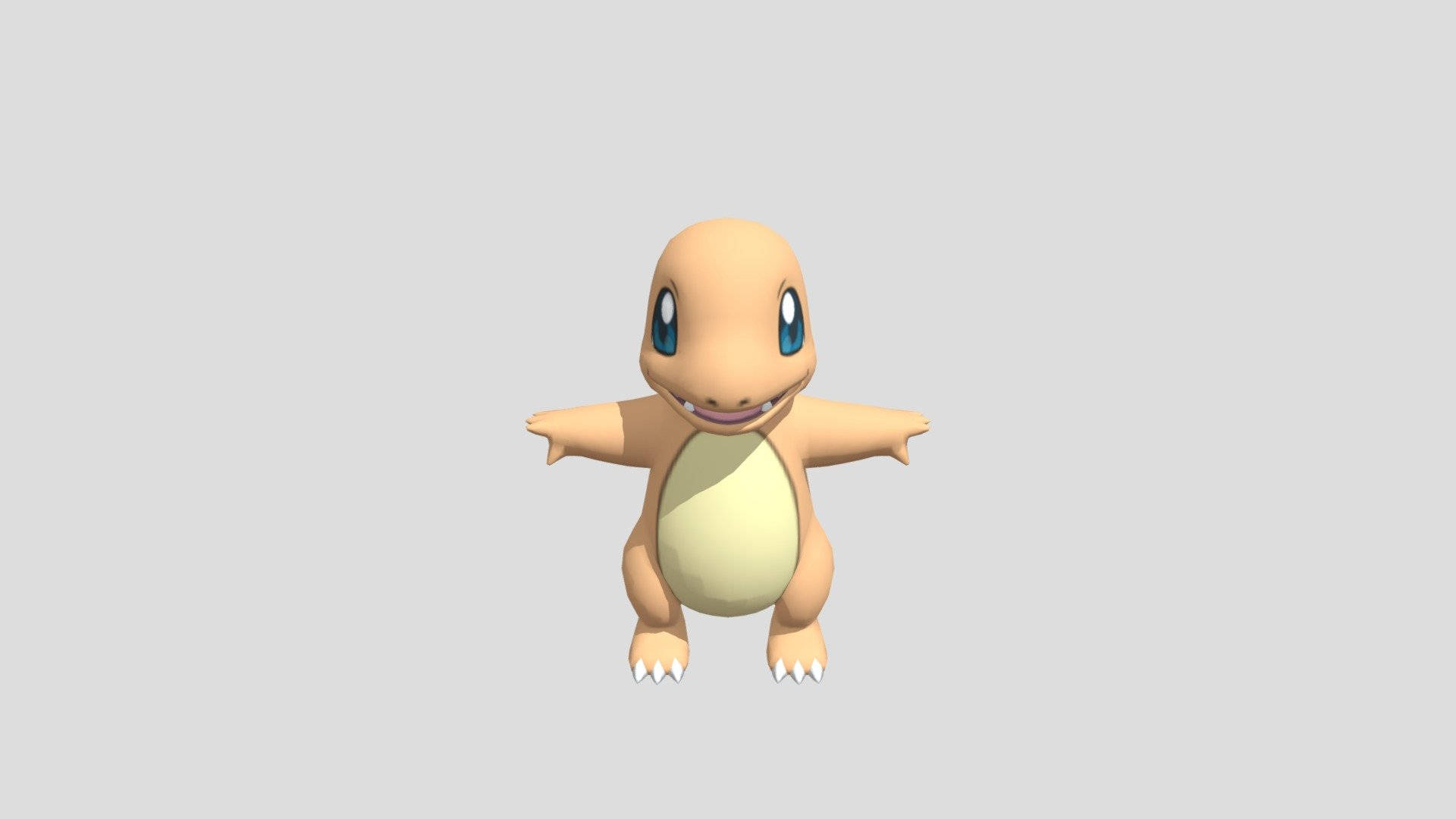 Charmander, 3d-rendered, plain gray background, Full HD Desktop Wallpaper