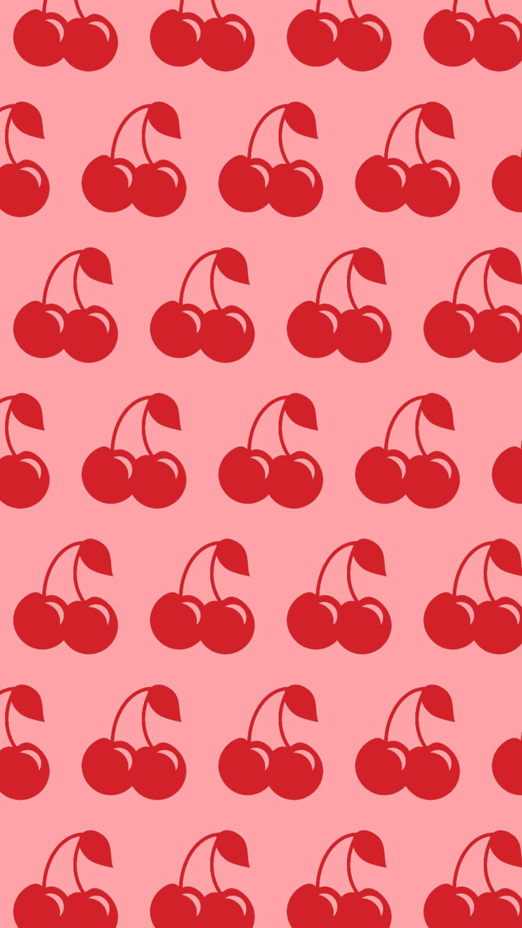 cherry pattern, glossy red cherries, soft pink background, HD Phone Wallpaper
