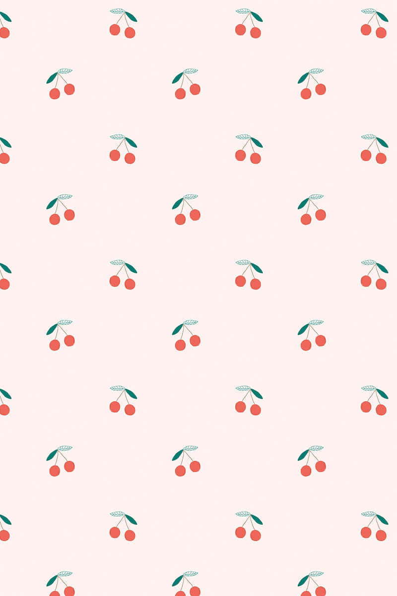 chic and cute cherry design, soft pink background, repeating pattern of red cherries, SD Phone Wallpaper