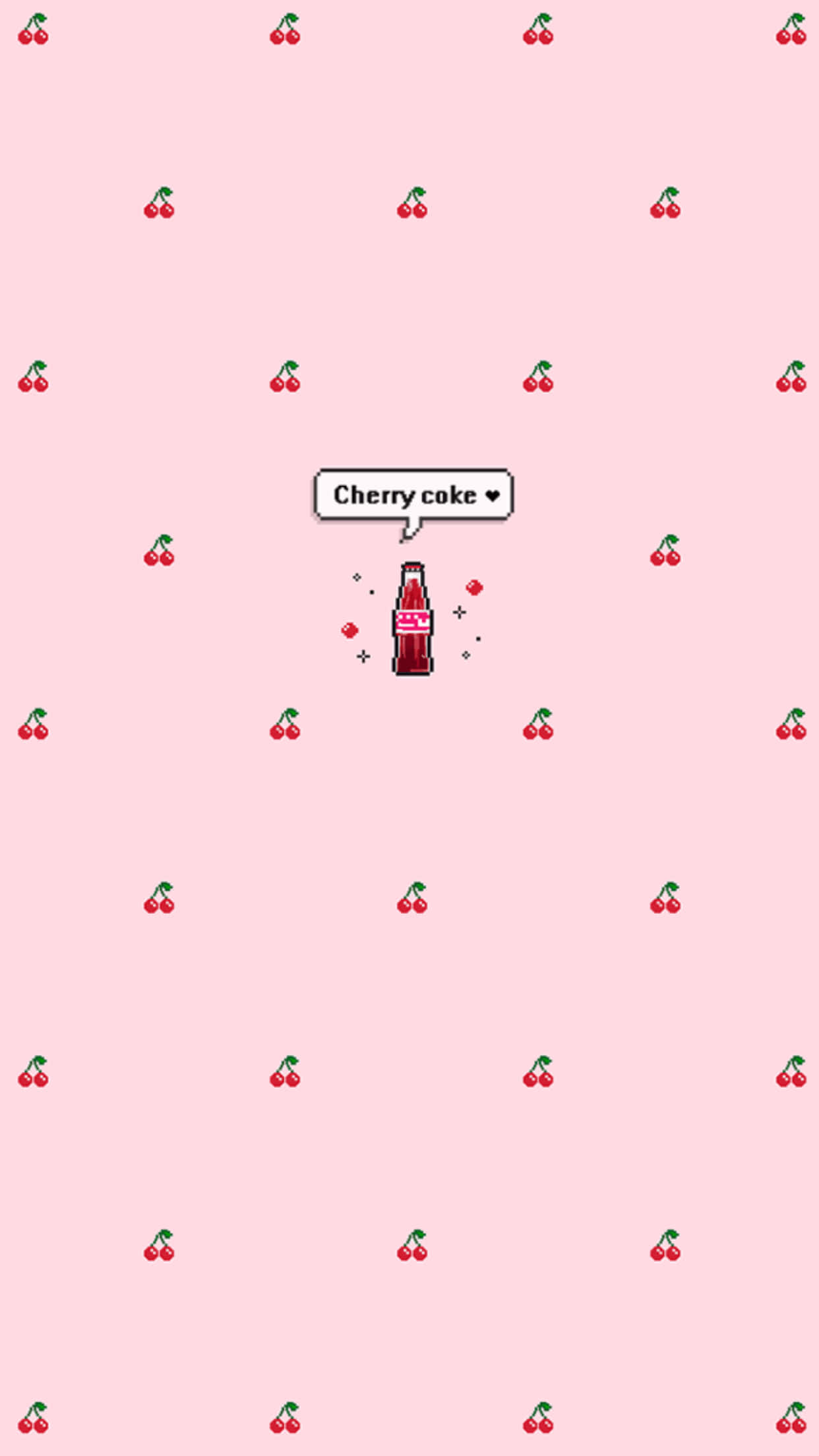 Cherry Aesthetic, pixelated cherry coke bottle, speech bubble, Full HD Phone Wallpaper