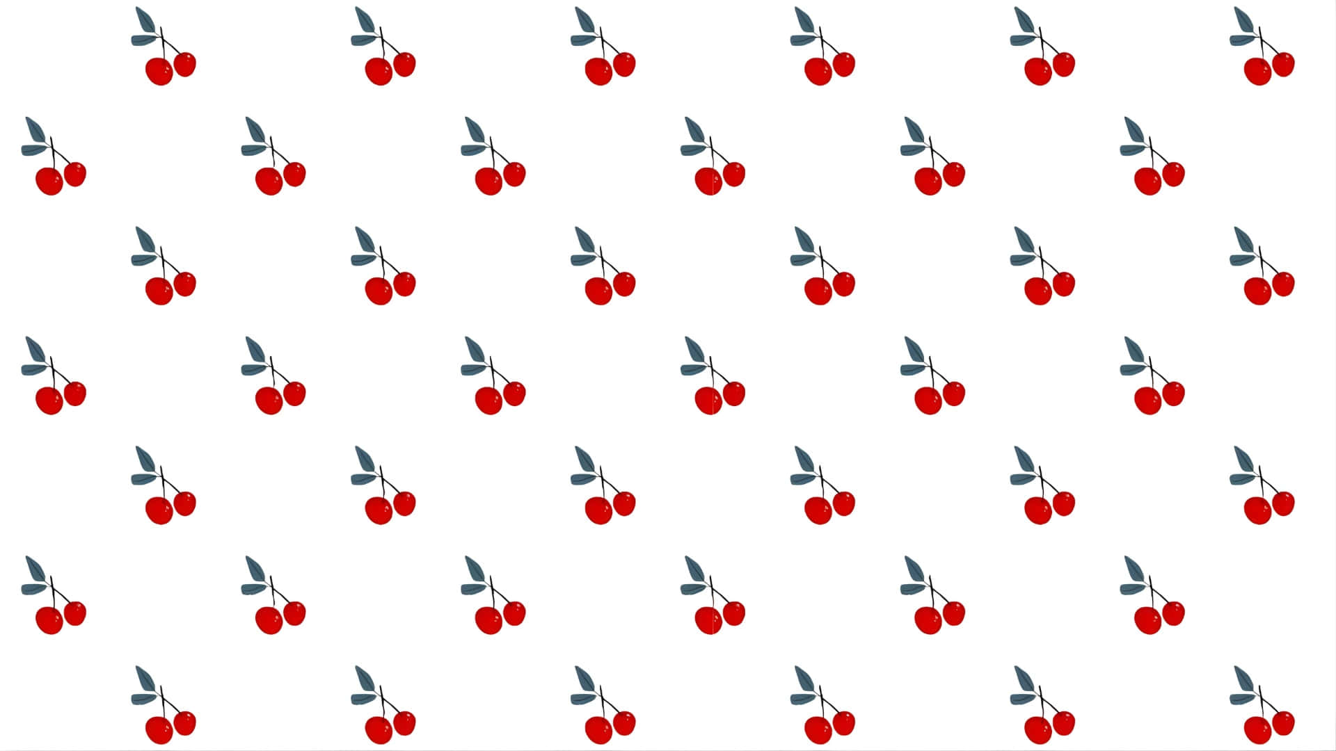 coquette cherry pattern, red cherries, green stems, Full HD Desktop Wallpaper