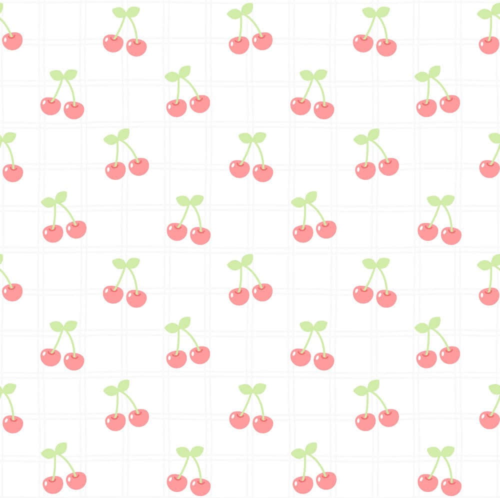 pink cherries, green stems, grid background, SD Desktop Wallpaper