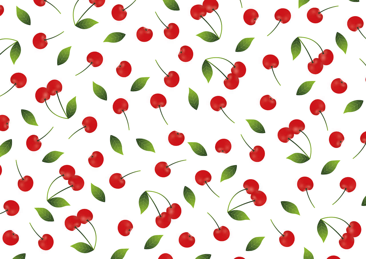red cherries, green leaves, white background, HD Desktop Wallpaper