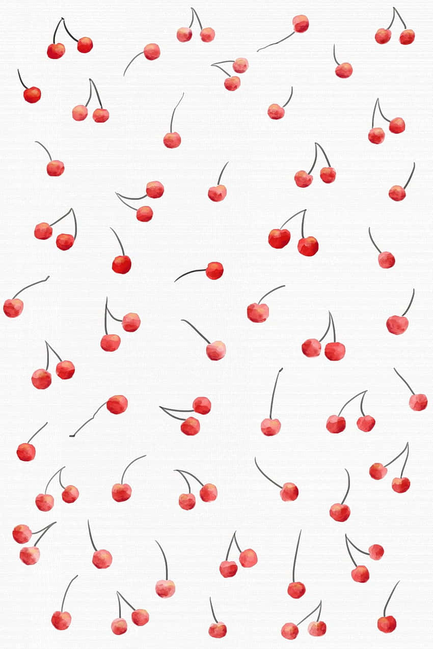 cute cherry, watercolor style, red cherries, SD Phone Wallpaper
