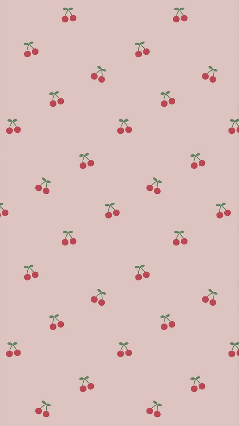 Cute Cherry, soft pink background, tiny red cherry illustrations, HD Phone Wallpaper