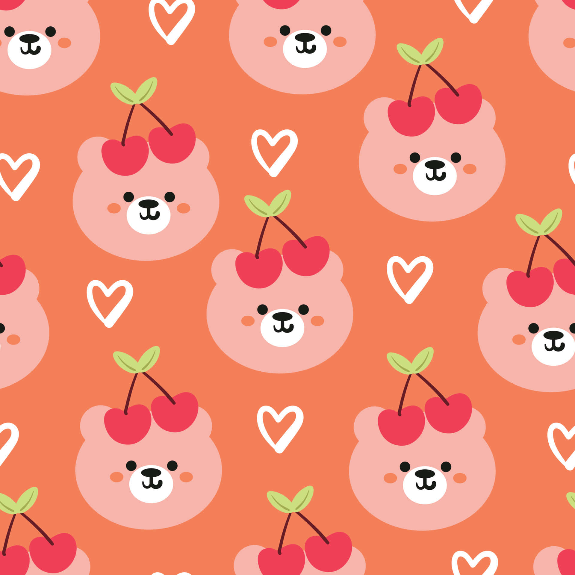 teddy bear, cute cherry headpiece, pink bears, Full HD Desktop Wallpaper