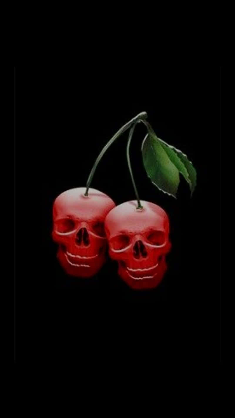 Cute Cherry, skull design, glossy red, HD Phone Wallpaper