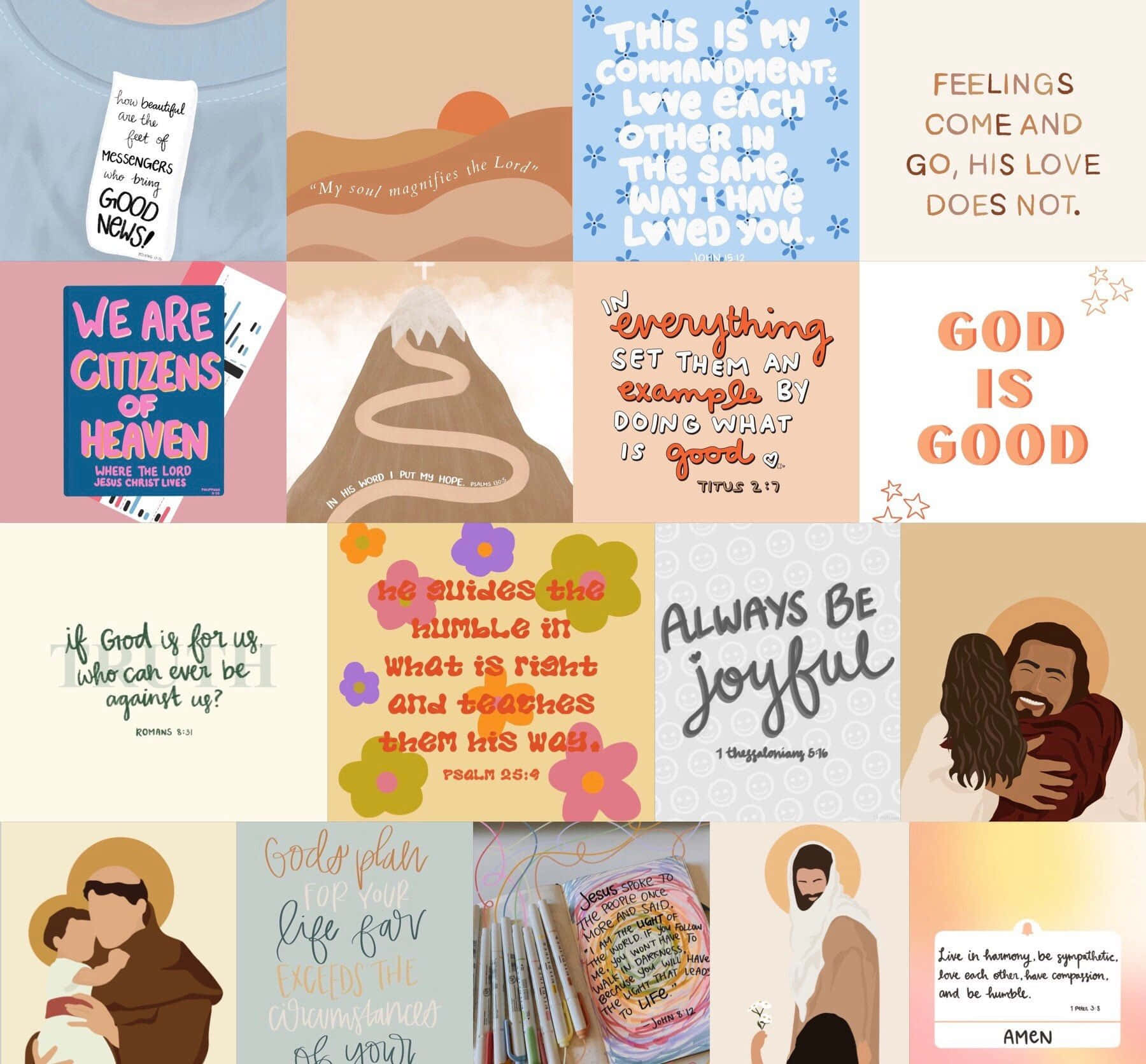 Cool Christian, pastel backgrounds, hand-lettered scripture verses, HD Desktop Wallpaper