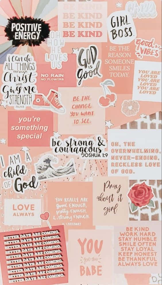 Girly Christian, vibrant pink, motivational collage, SD Phone Wallpaper
