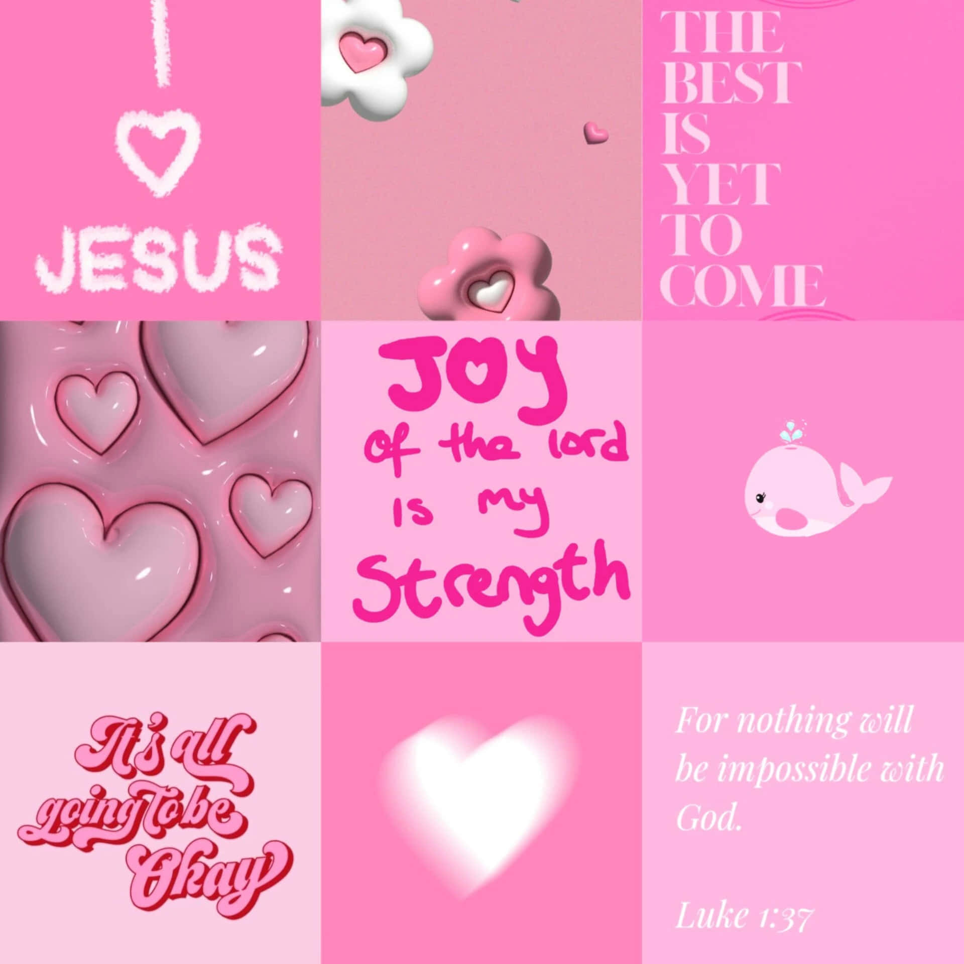 pastel pink, Christian affirmations, heart motifs, Full HD Desktop Wallpaper