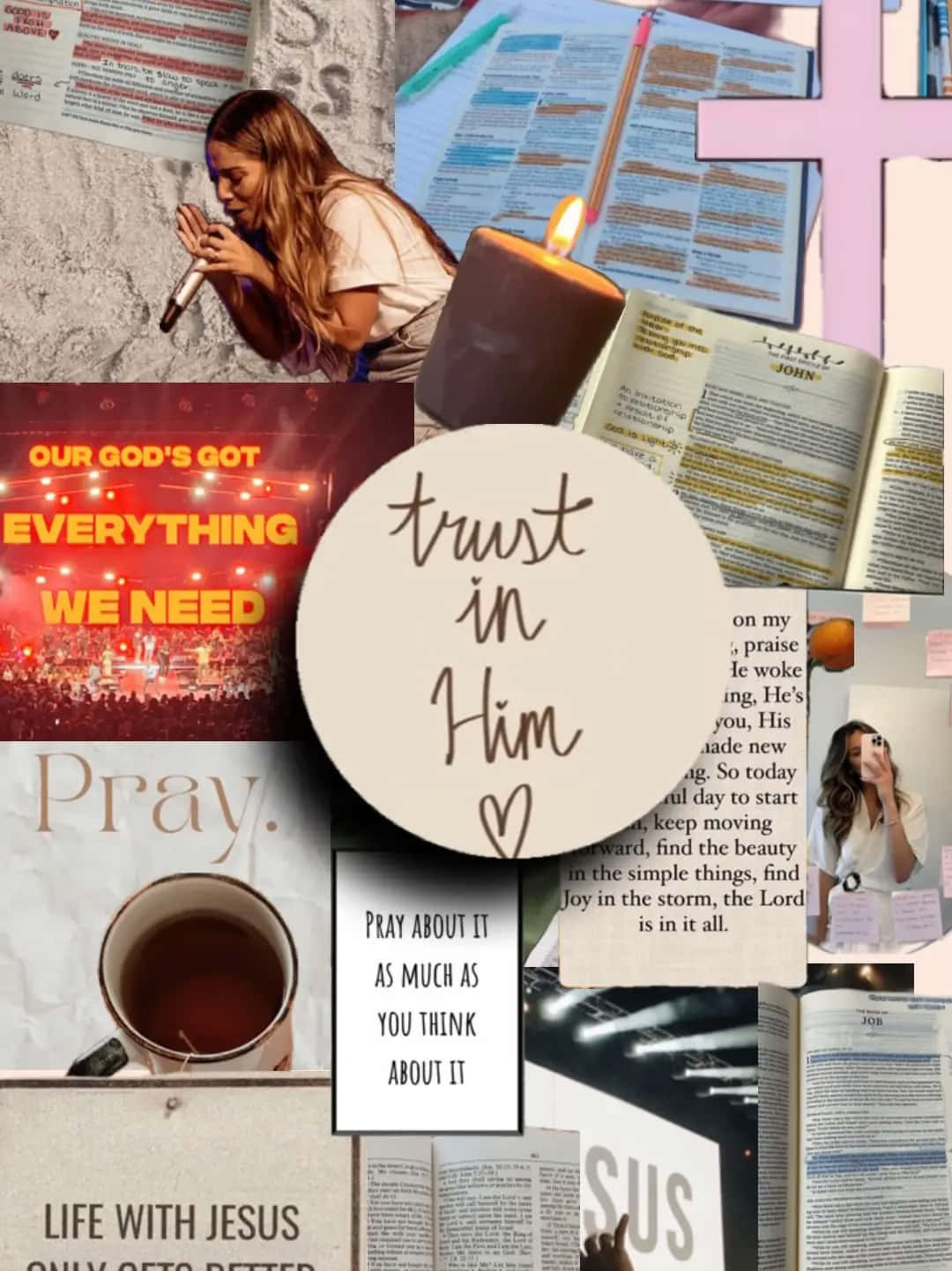 Christian Girl Aesthetic Collage, prayerful moments, scripture, HD Phone Wallpaper