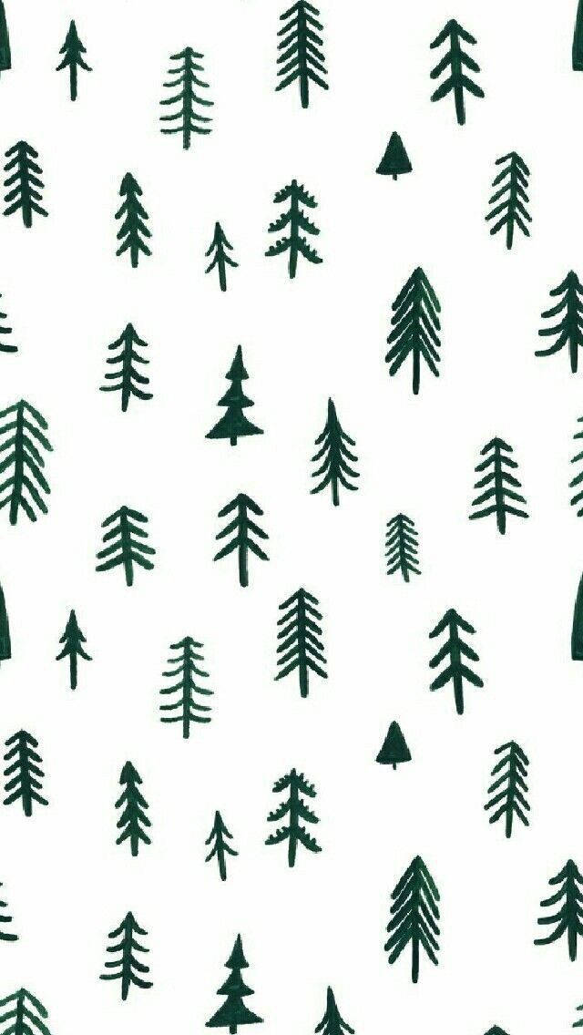 Cute Christmas iPhone, pine trees, dark green, SD Phone Wallpaper