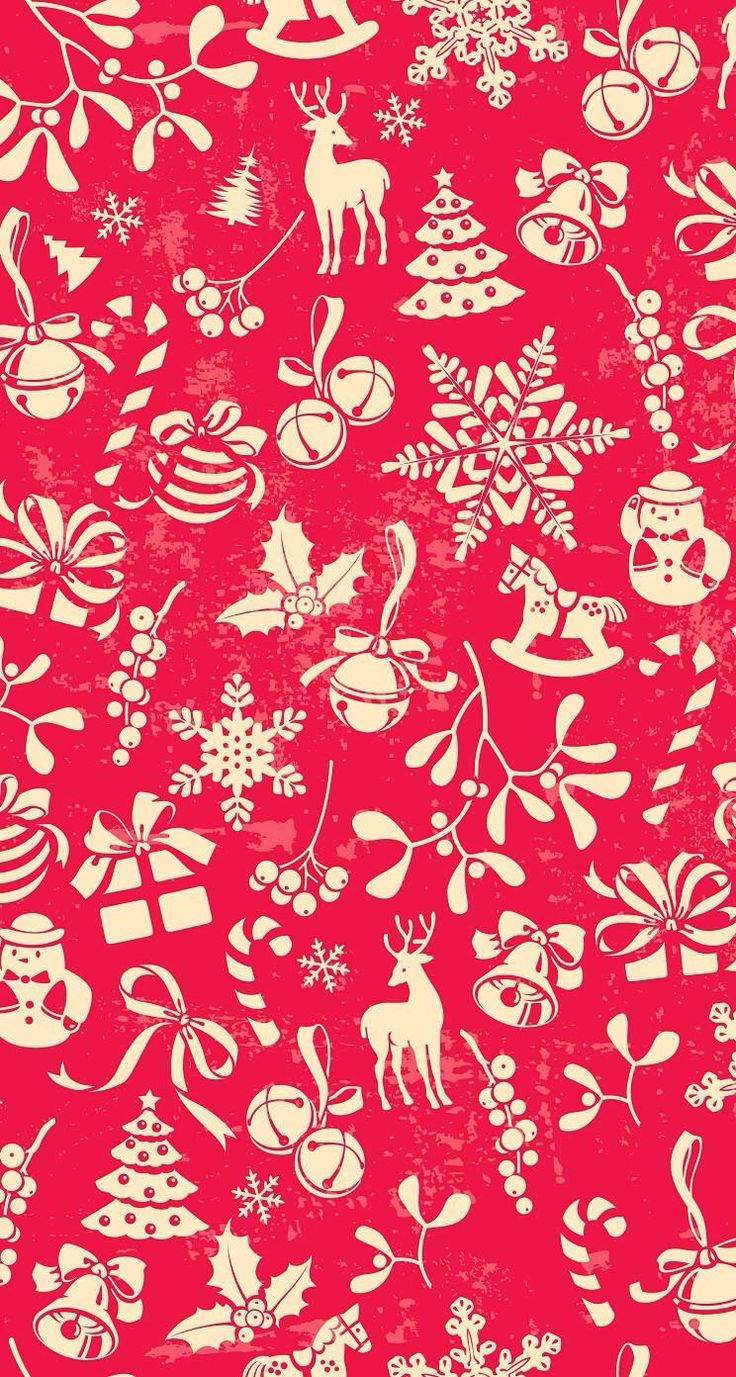 Cute Christmas iPhone, red, gold, HD Phone Wallpaper