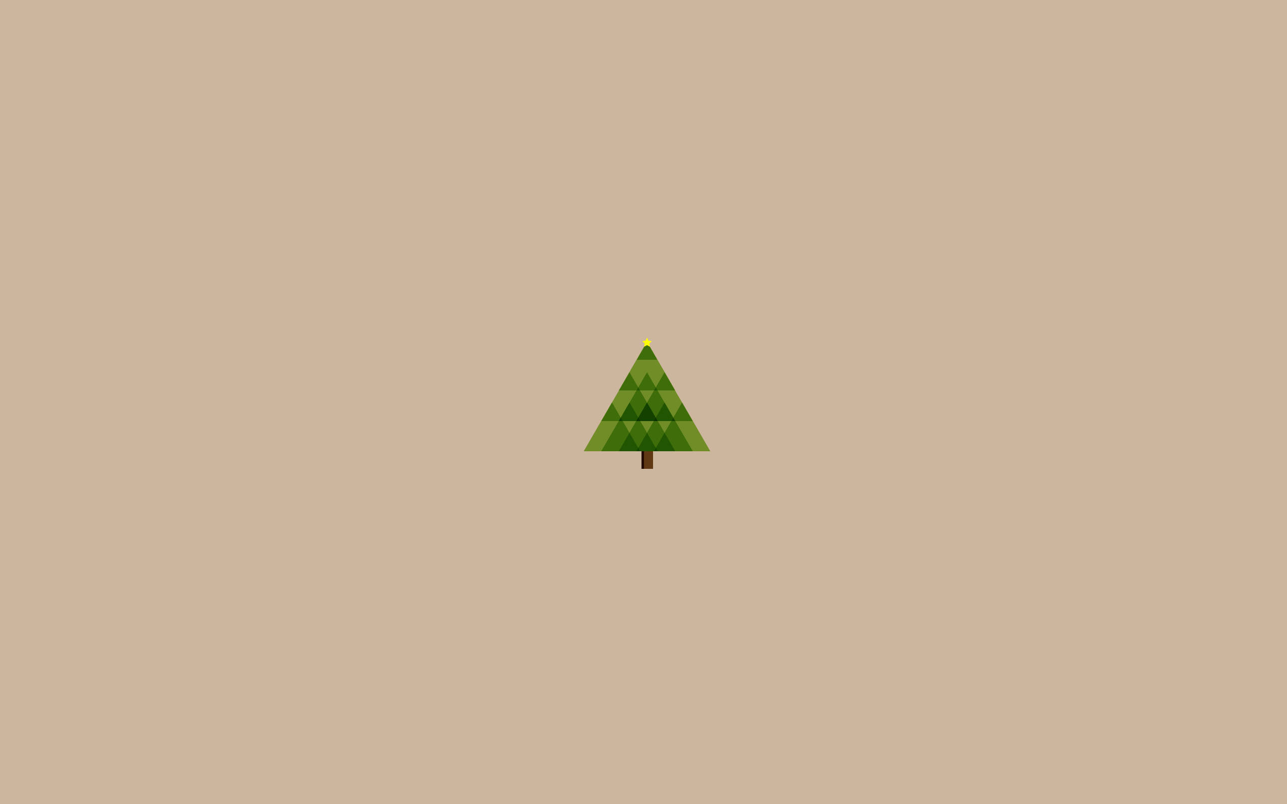 Christmas tree, triangular green segments, yellow star, 2K Desktop Wallpaper