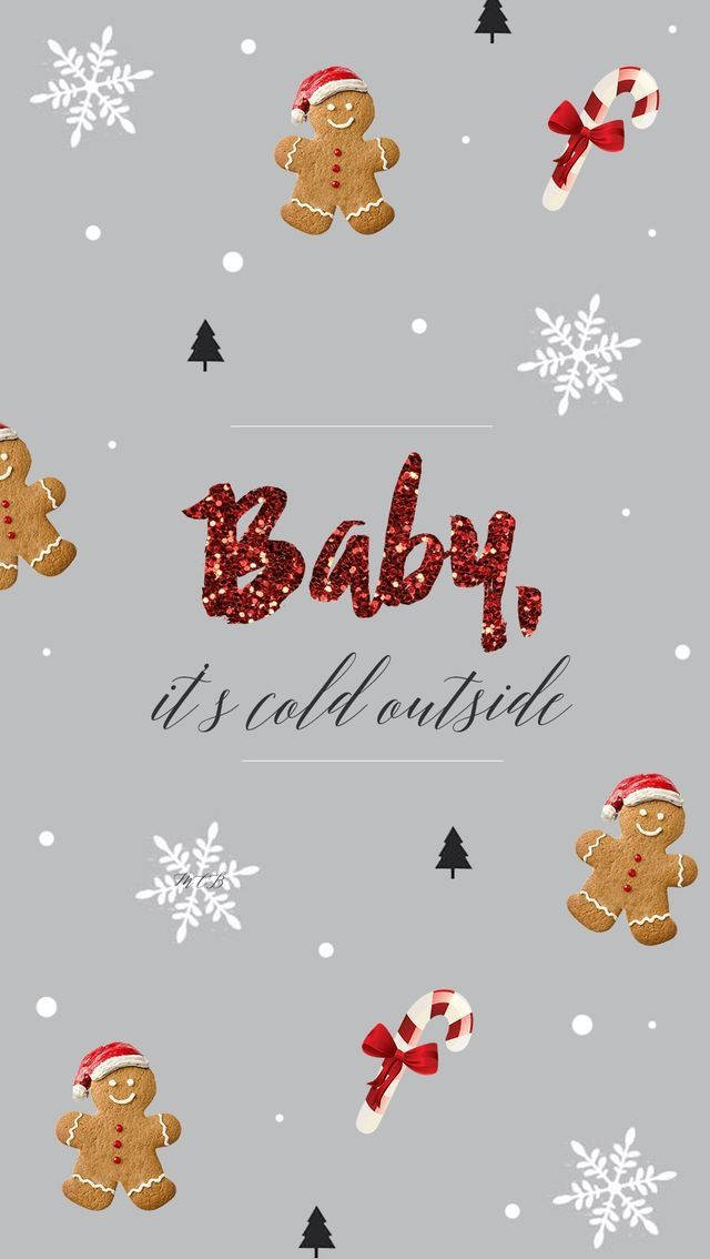 Cute Christmas iPhone, gingerbread men, candy canes, SD Phone Wallpaper