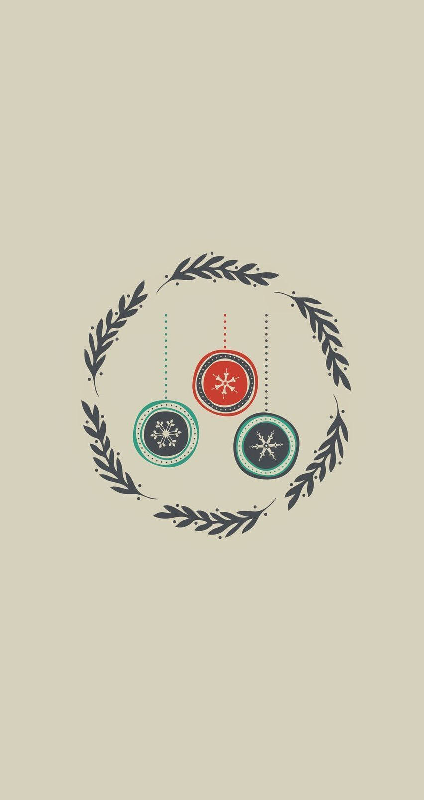 snowflake ornaments, red and teal, dark laurel wreath, HD Phone Wallpaper