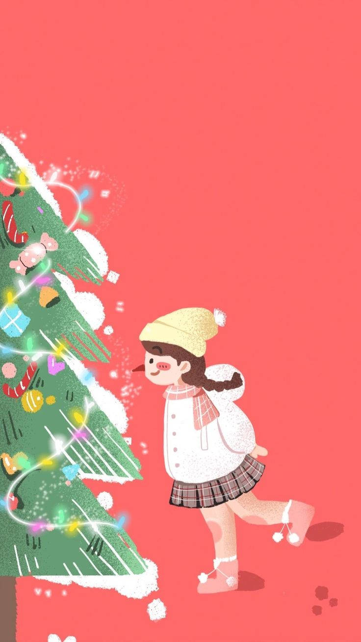 Cute Christmas iPhone Girl, yellow hat, white coat, HD Phone Wallpaper